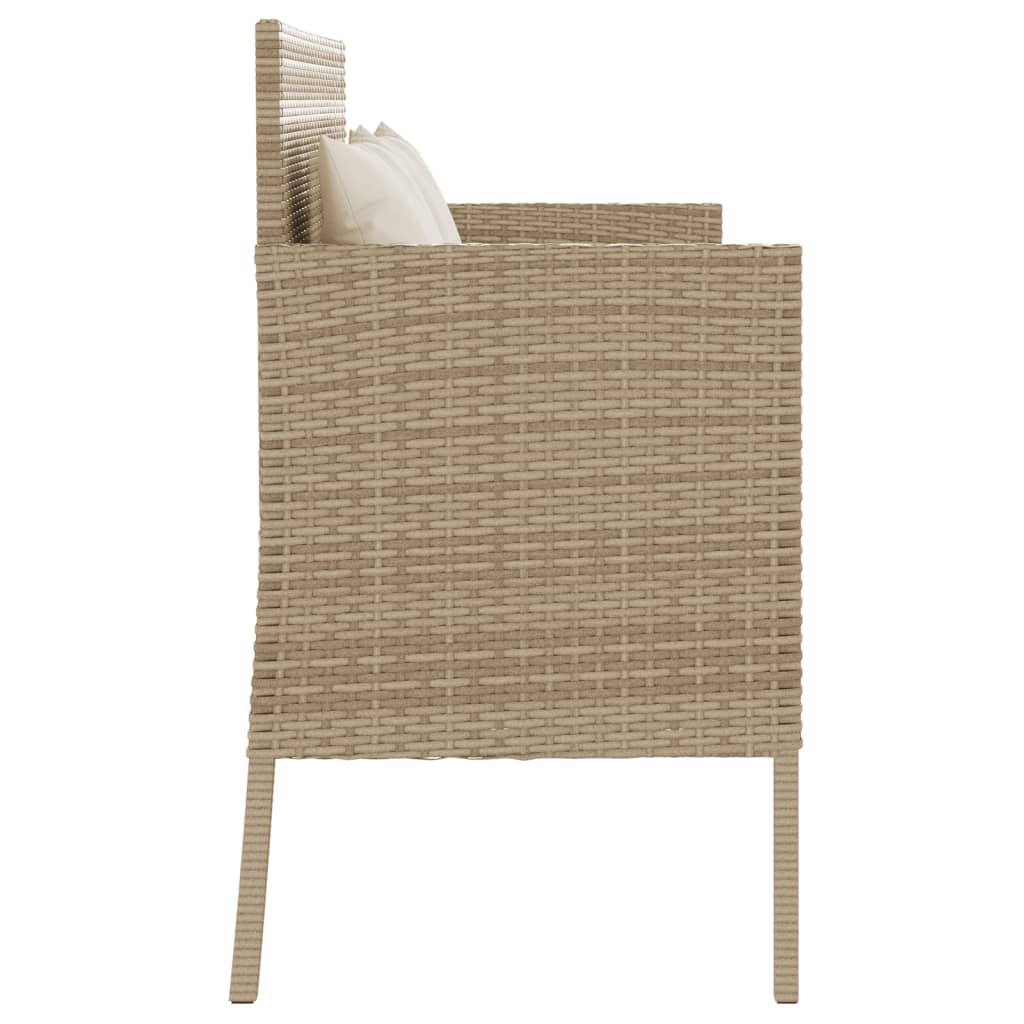 havebænk med hynder polyrattan beige