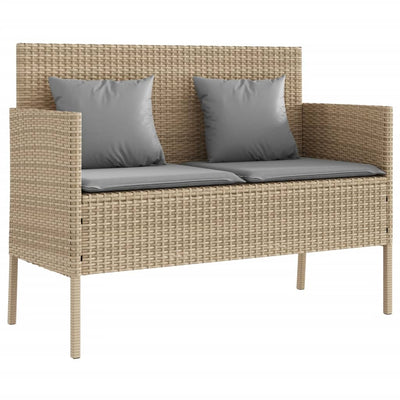 havebænk med hynder polyrattan beige