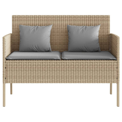 havebænk med hynder polyrattan beige