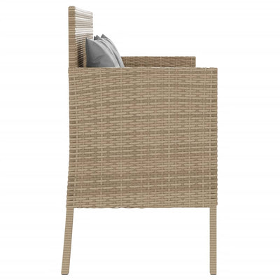 havebænk med hynder polyrattan beige