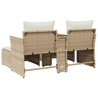 2-personers havesofa med skamler polyrattan beige