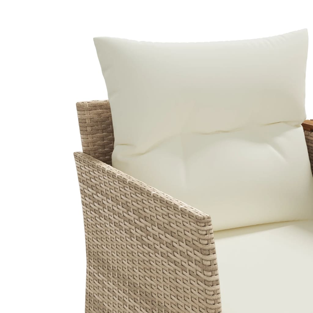 2-personers havesofa med skamler polyrattan beige