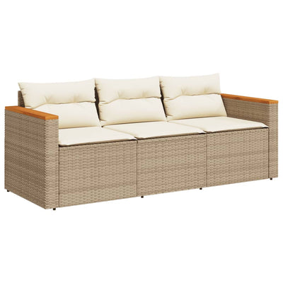 3-personers havesofa med hynder polyrattan beige