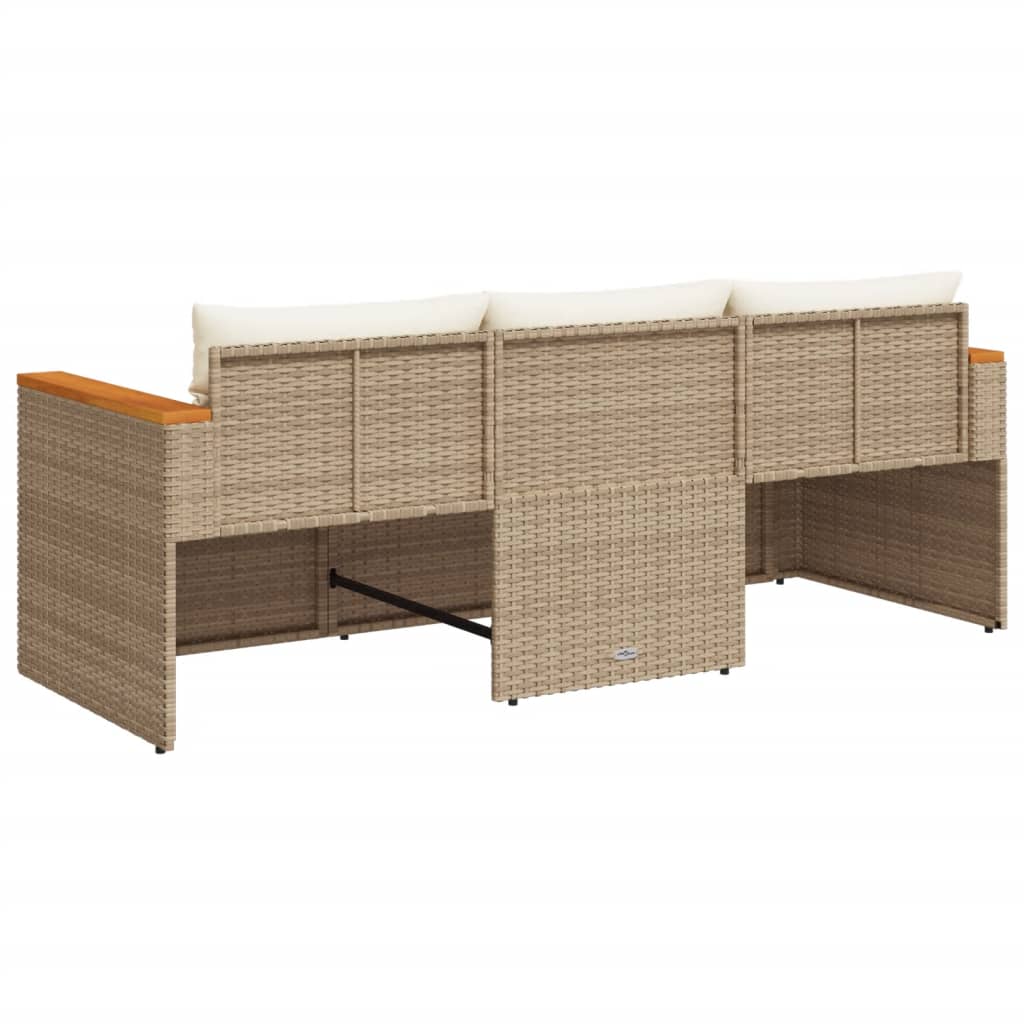 3-personers havesofa med hynder polyrattan beige