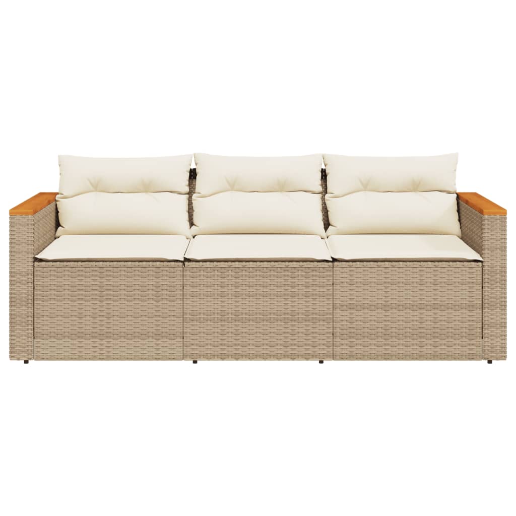 3-personers havesofa med hynder polyrattan beige