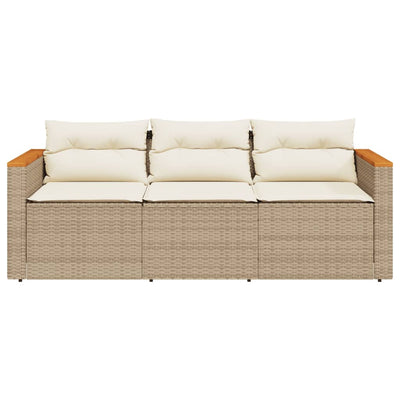 3-personers havesofa med hynder polyrattan beige