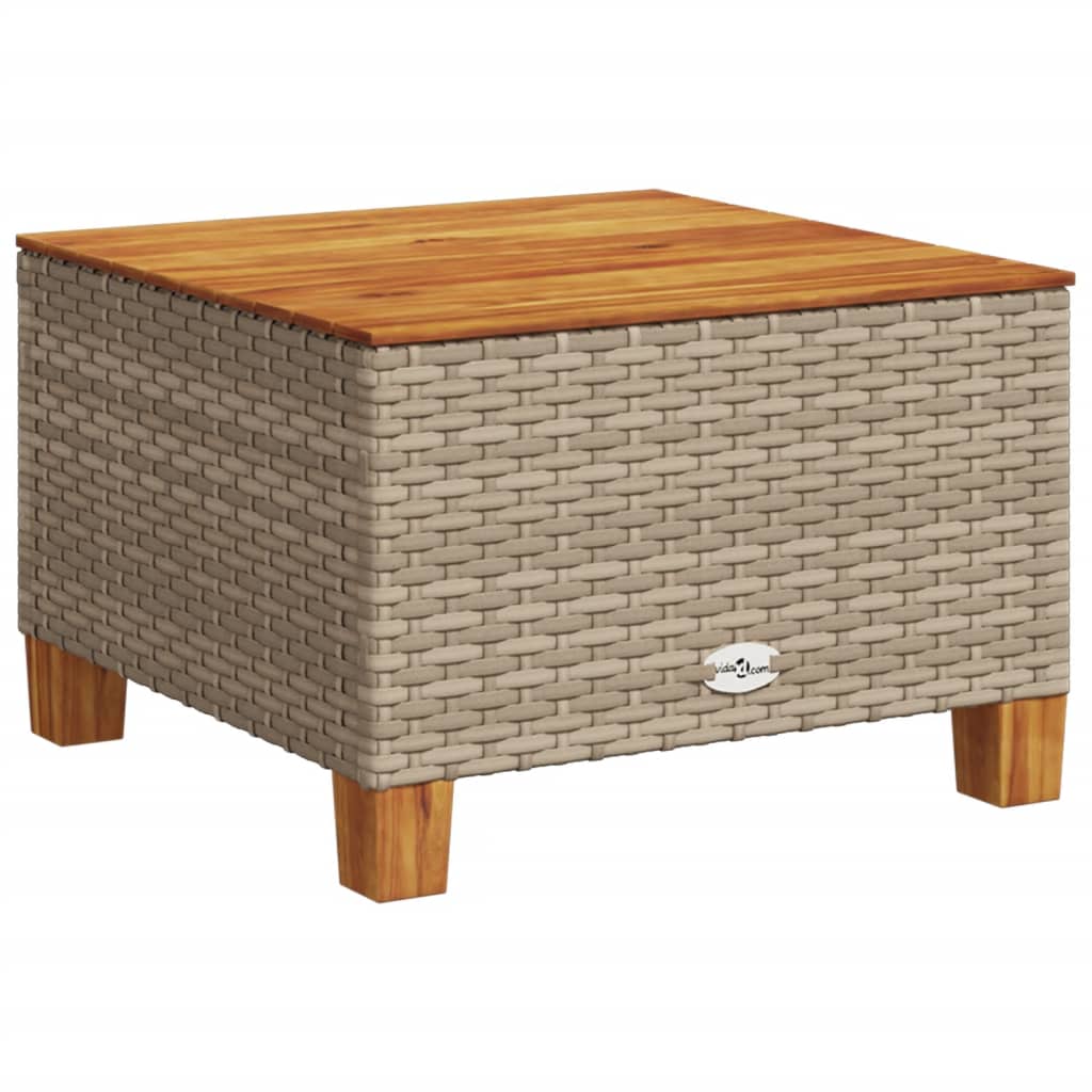 havebord 55x55x36 cm polyrattan og akacietræ beige