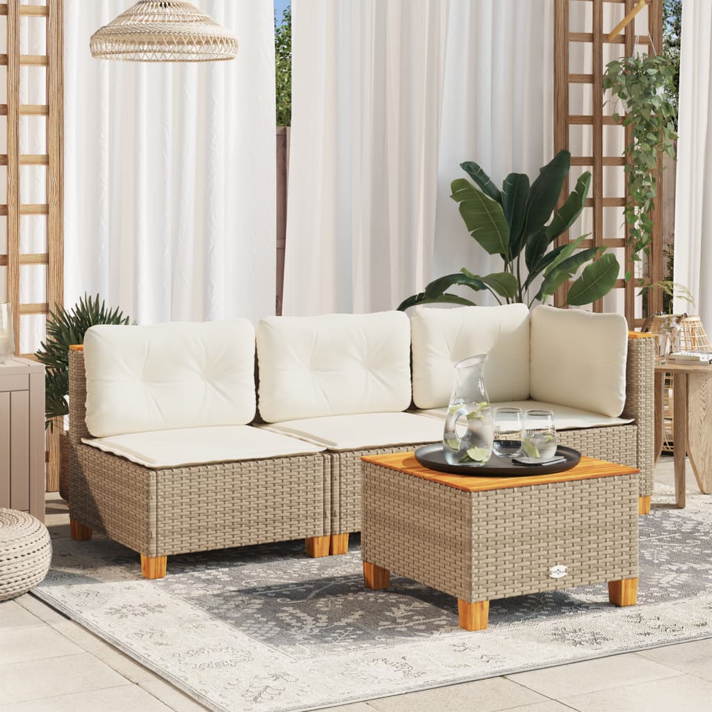 havebord 55x55x36 cm polyrattan og akacietræ beige