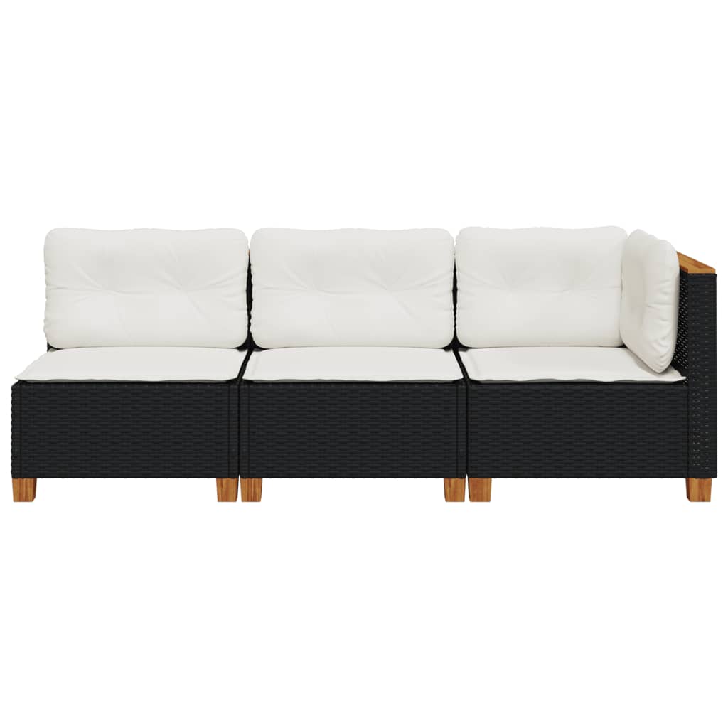 3-personers havesofa med hynder polyrattan sort