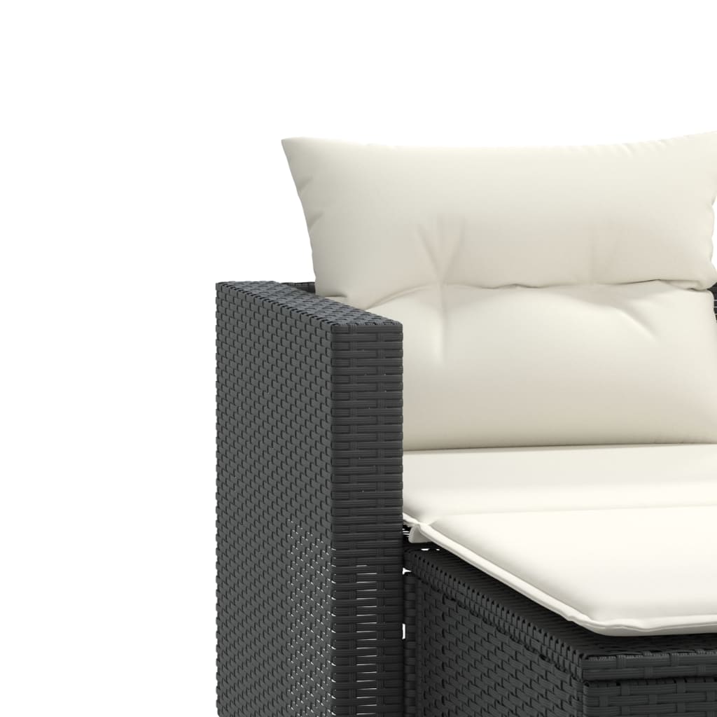 2-personers havesofa med skamler polyrattan sort