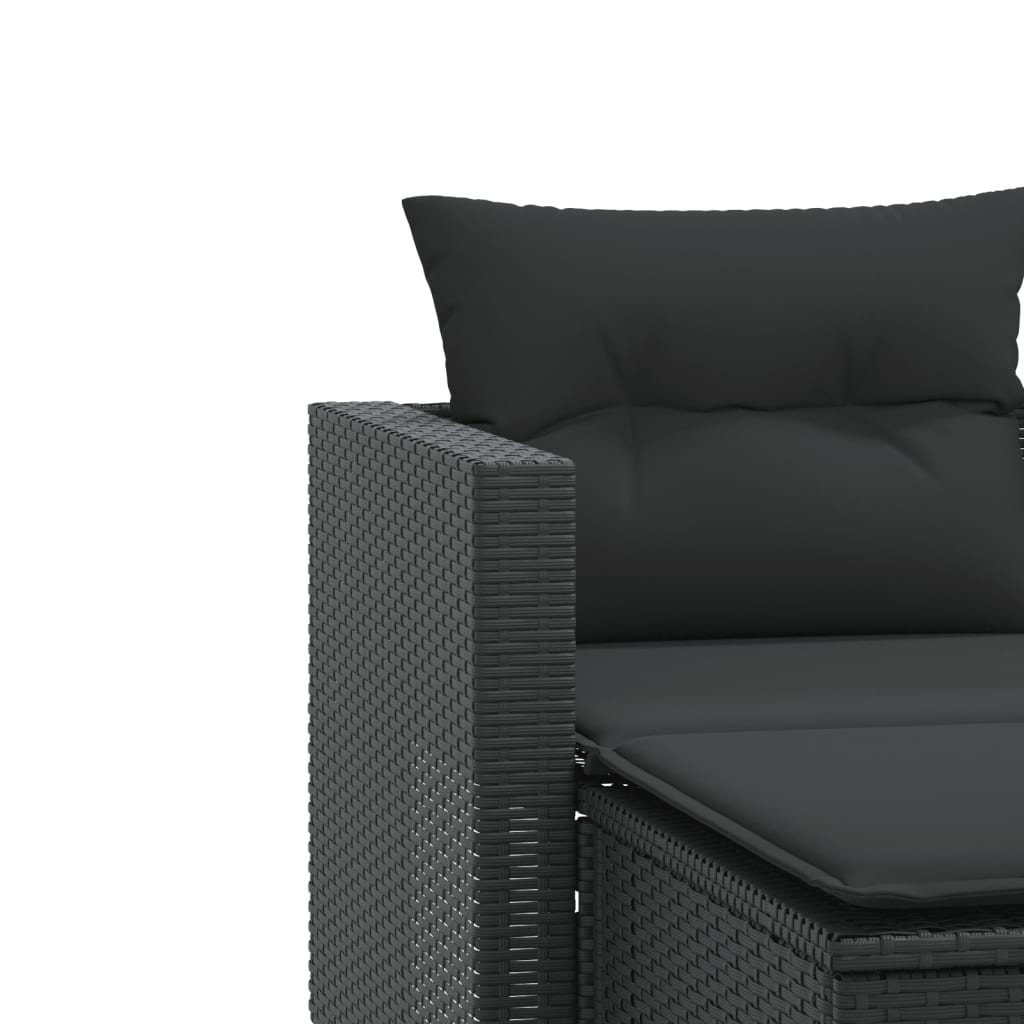 2-personers havesofa med skamler polyrattan sort