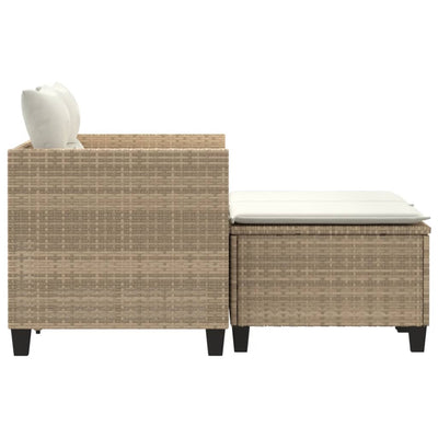 2-personers havesofa med skamler polyrattan beige