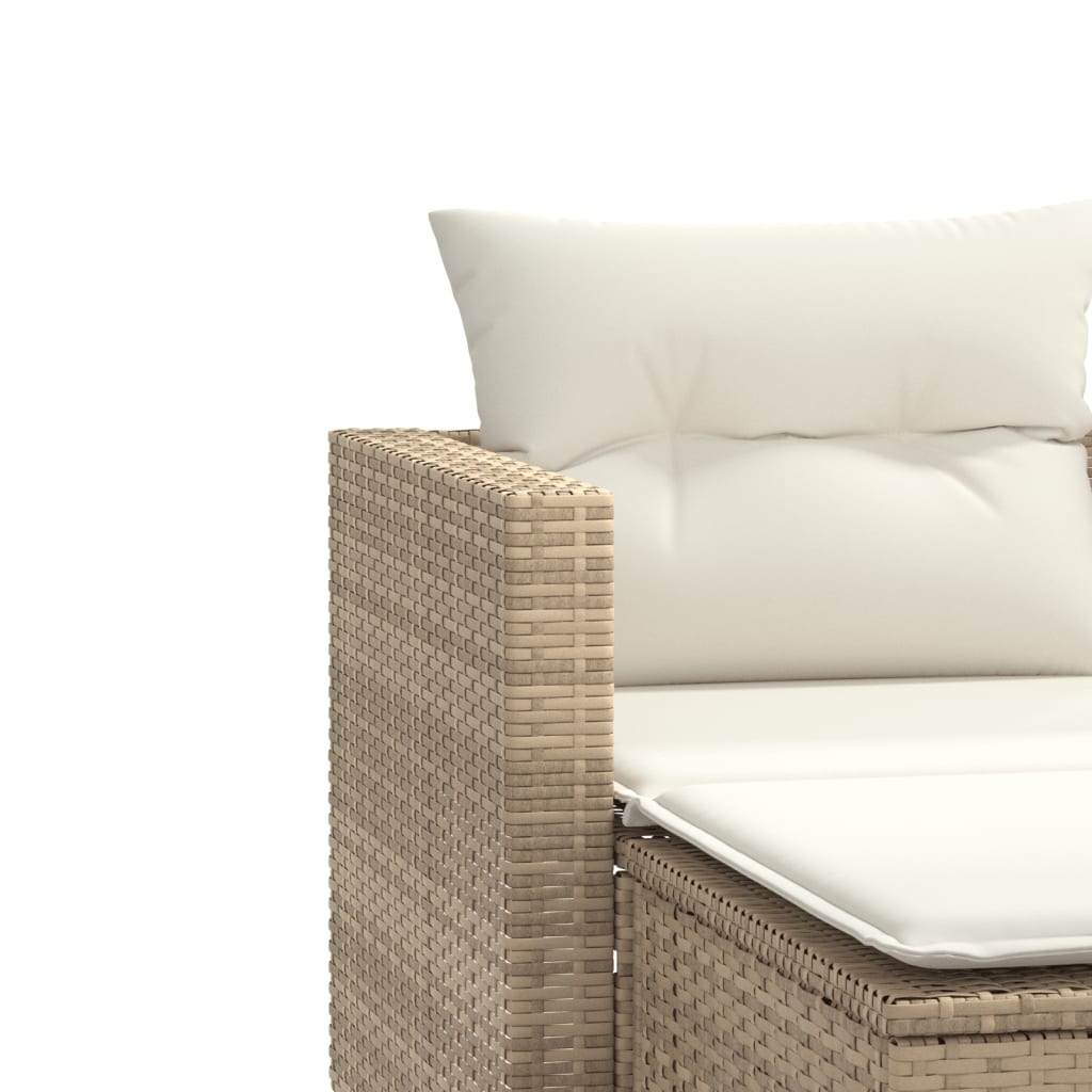 2-personers havesofa med skamler polyrattan beige