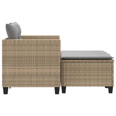 2-personers havesofa med skamler polyrattan beige