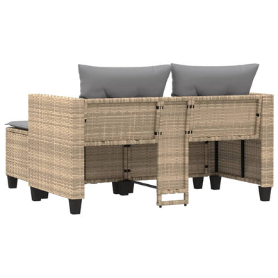 2-personers havesofa med skamler polyrattan beige