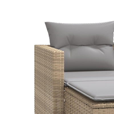 2-personers havesofa med skamler polyrattan beige