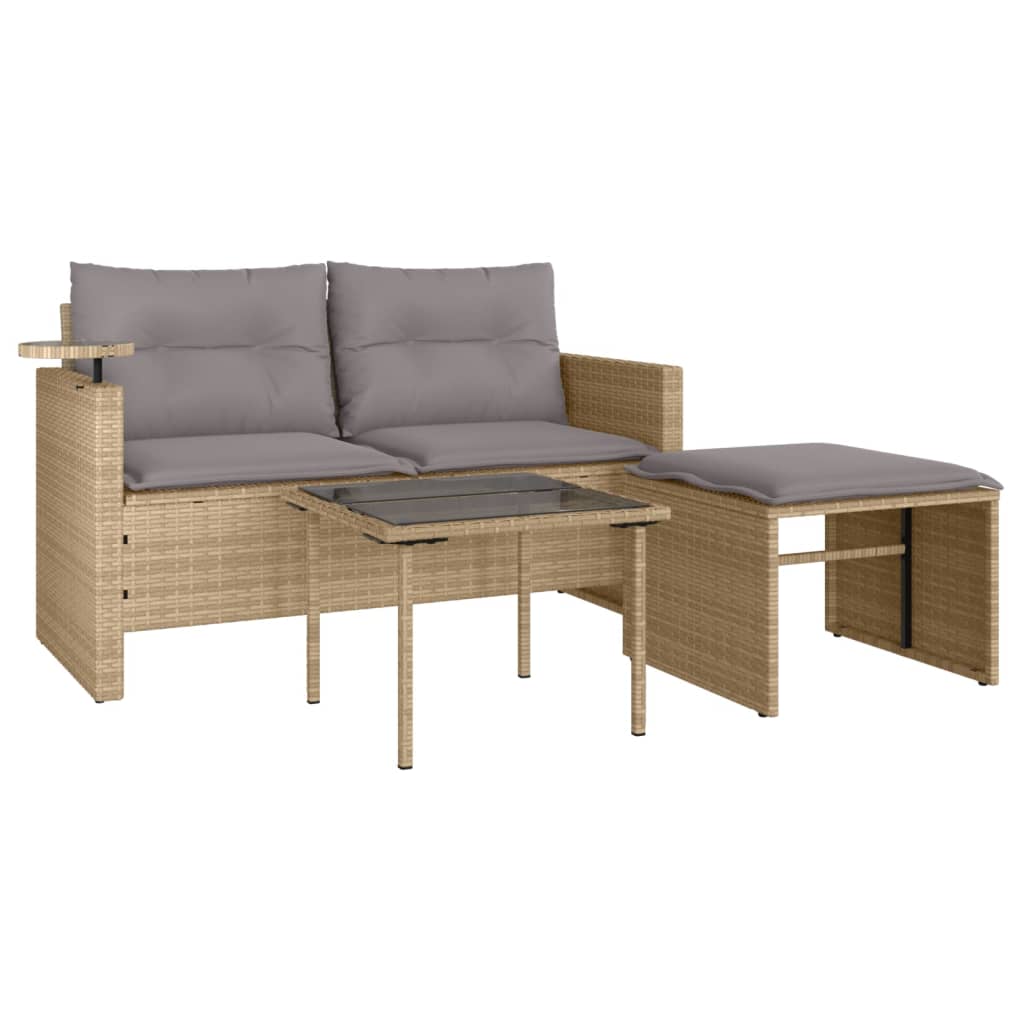 sofasæt til haven 3 dele med hynder polyrattan beige