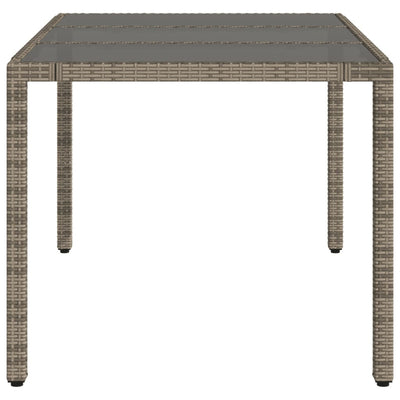 havebord med glastop 150x90x75 cm polyrattan grå