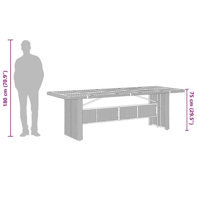 havebord med akacietop 240x90x75 cm polyrattan sort