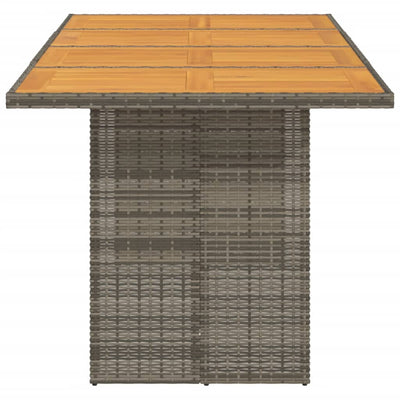 havebord med akacietop 190x80x75 cm polyrattan grå