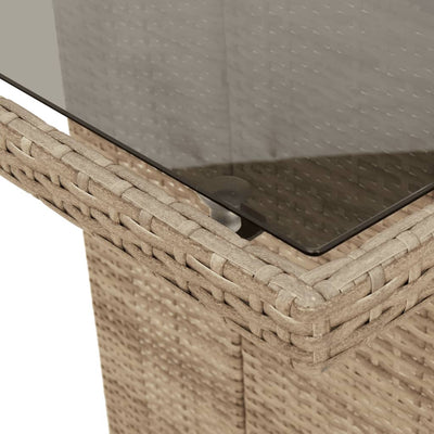 havebord med glastop 190x80x75 cm polyrattan beige