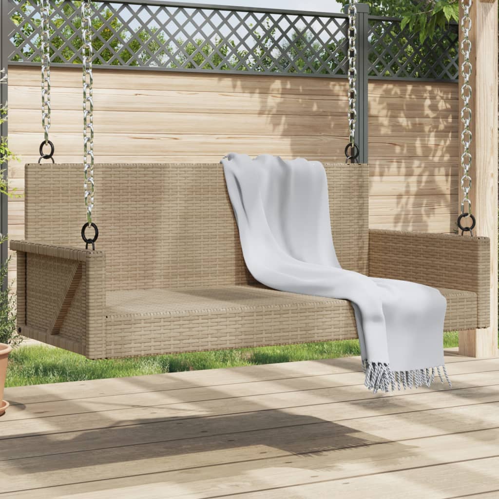 gyngebænk 119x56x48 cm polyrattan beige