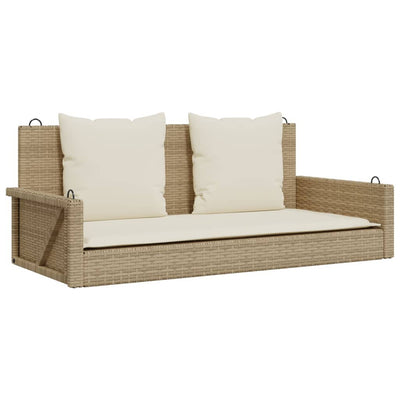 gyngebænk med hynder 119x56x48 cm polyrattan beige