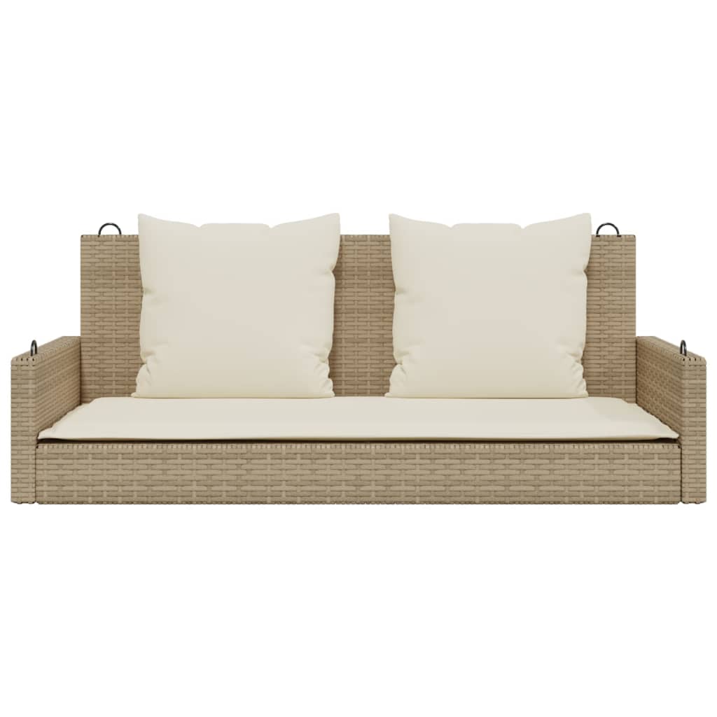 gyngebænk med hynder 119x56x48 cm polyrattan beige