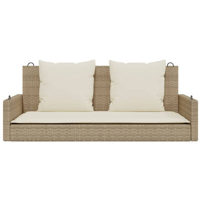 gyngebænk med hynder 119x56x48 cm polyrattan beige