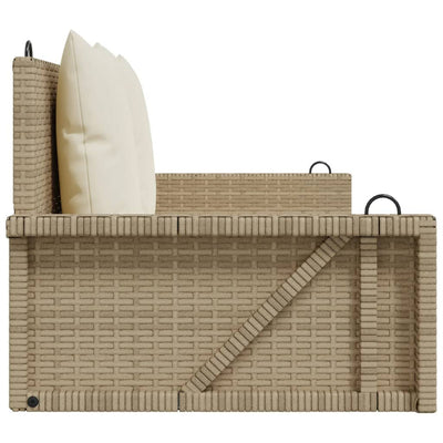 gyngebænk med hynder 119x56x48 cm polyrattan beige