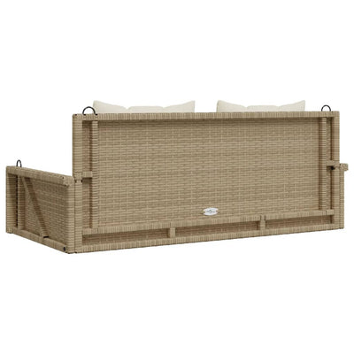 gyngebænk med hynder 119x56x48 cm polyrattan beige