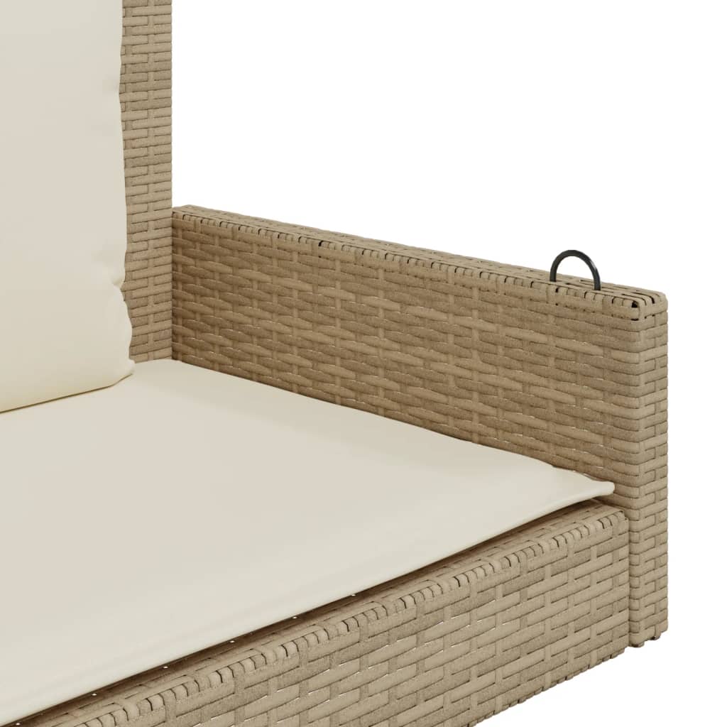 gyngebænk med hynder 119x56x48 cm polyrattan beige