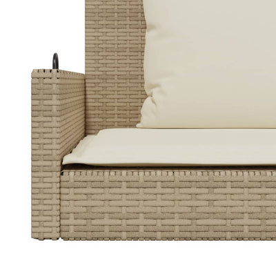 gyngebænk med hynder 119x56x48 cm polyrattan beige