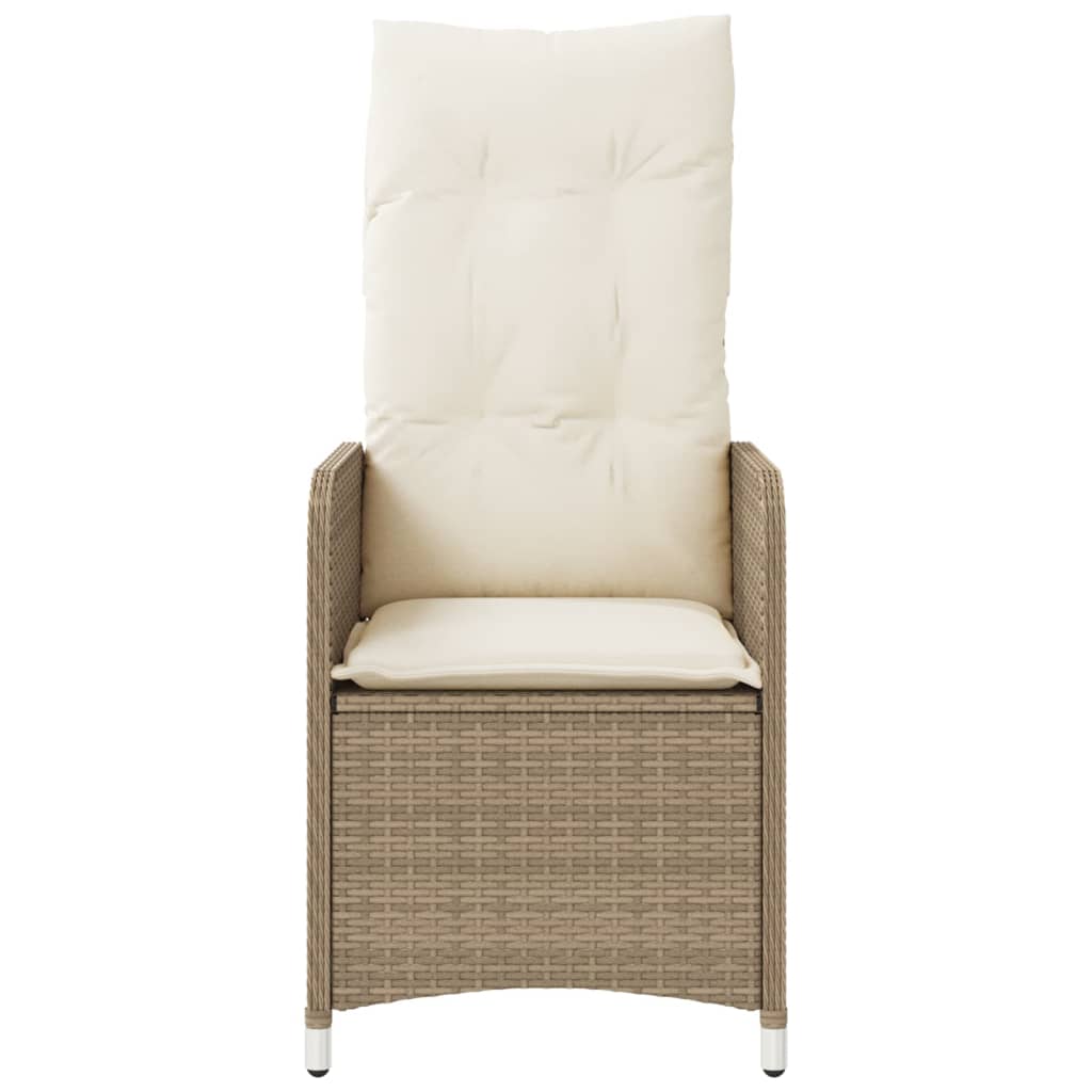 havestol med lænefunktion og hynder polyrattan beige