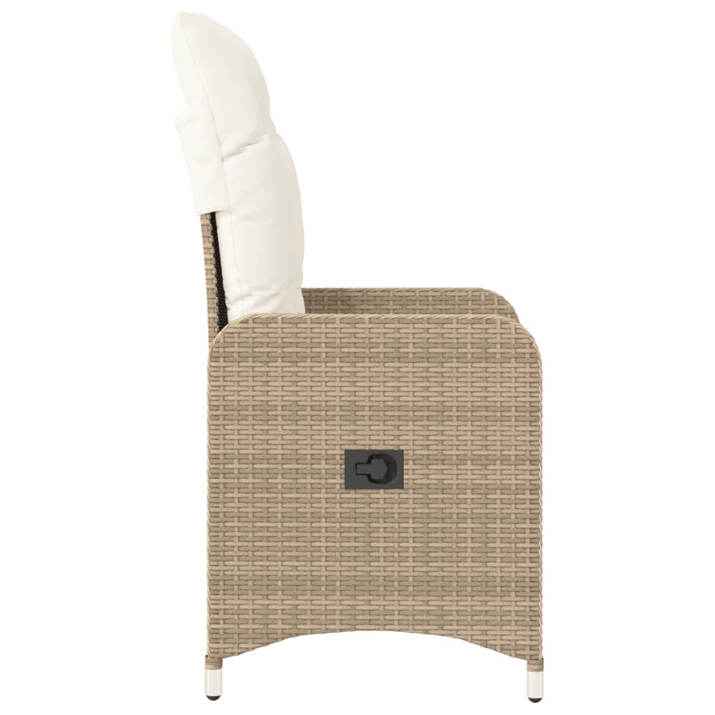 havestol med lænefunktion og hynder polyrattan beige