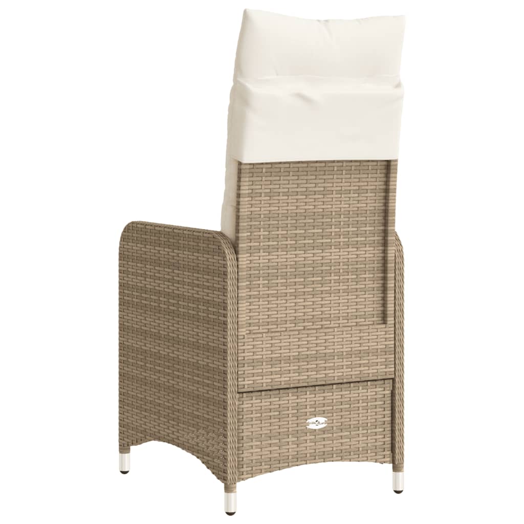 havestol med lænefunktion og hynder polyrattan beige