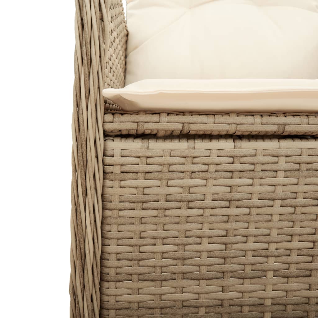 havestol med lænefunktion og hynder polyrattan beige