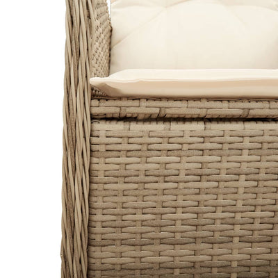 havestol med lænefunktion og hynder polyrattan beige