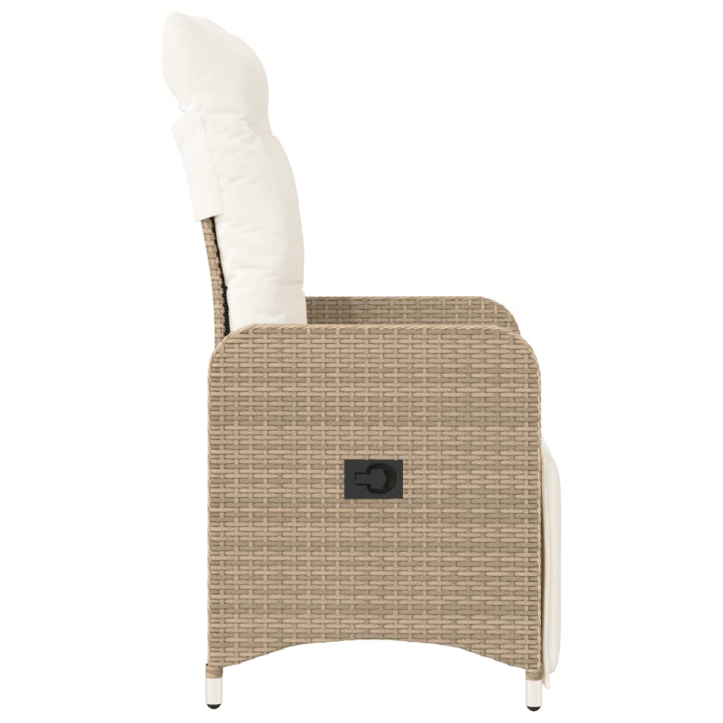 havestol med lænefunktion og hynder polyrattan beige