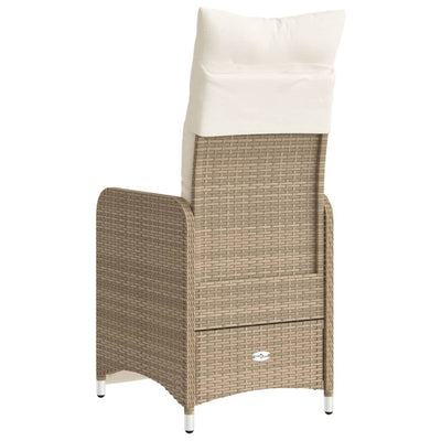 havestol med lænefunktion og hynder polyrattan beige