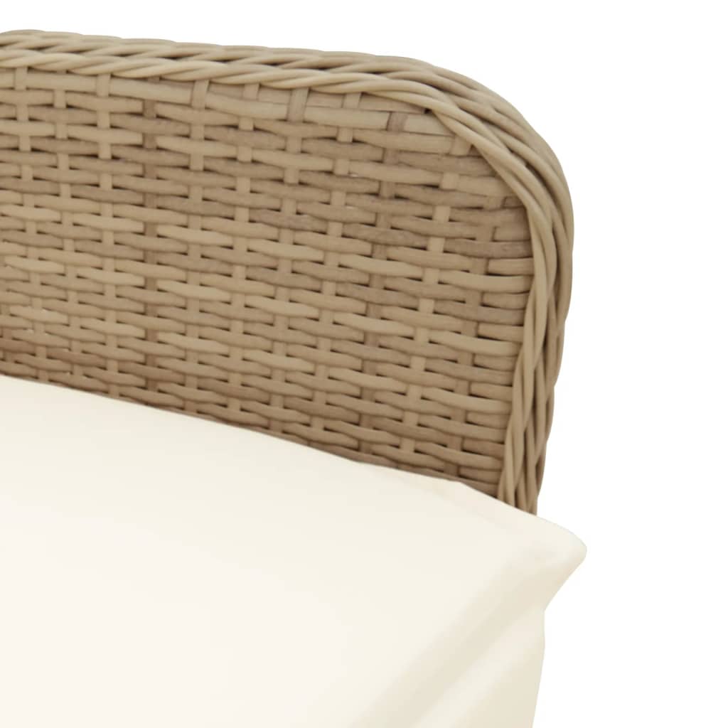 havestol med lænefunktion og hynder polyrattan beige