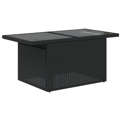 havebord med glastop 100x55x73 cm polyrattan sort