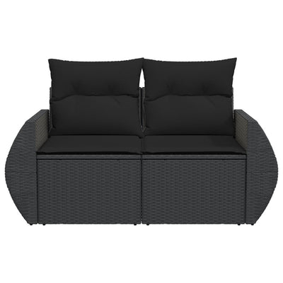 2-personers havesofa med hynder polyrattan sort