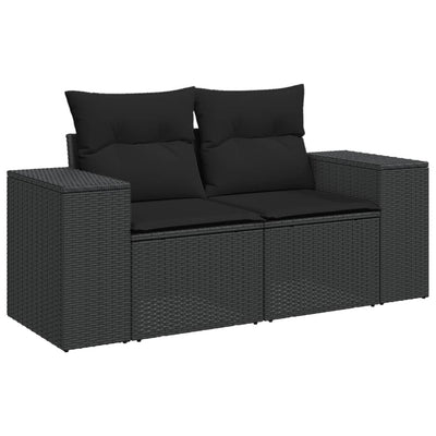 2-personers havesofa med hynder polyrattan sort