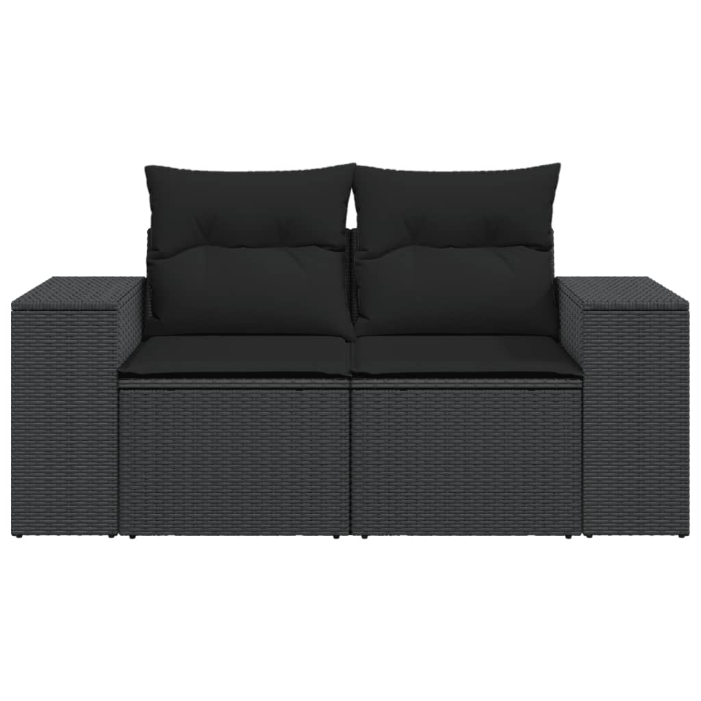 2-personers havesofa med hynder polyrattan sort