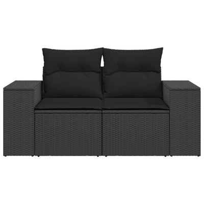 2-personers havesofa med hynder polyrattan sort