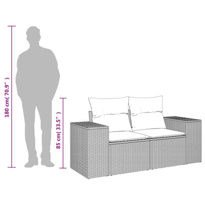 2-personers havesofa med hynder polyrattan sort