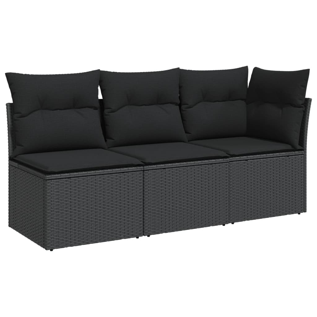 3-personers havesofa med hynder polyrattan sort