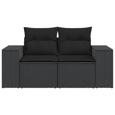 2-personers havesofa med hynder polyrattan sort