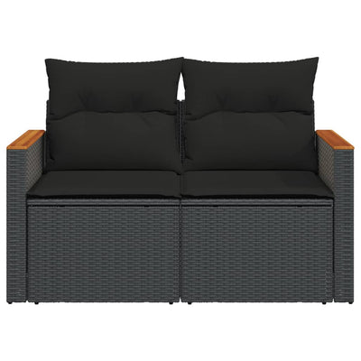 2-personers havesofa med hynder polyrattan sort